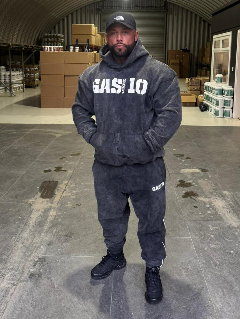GASMARK10 Dark Grey Acid Wash Tracksuit