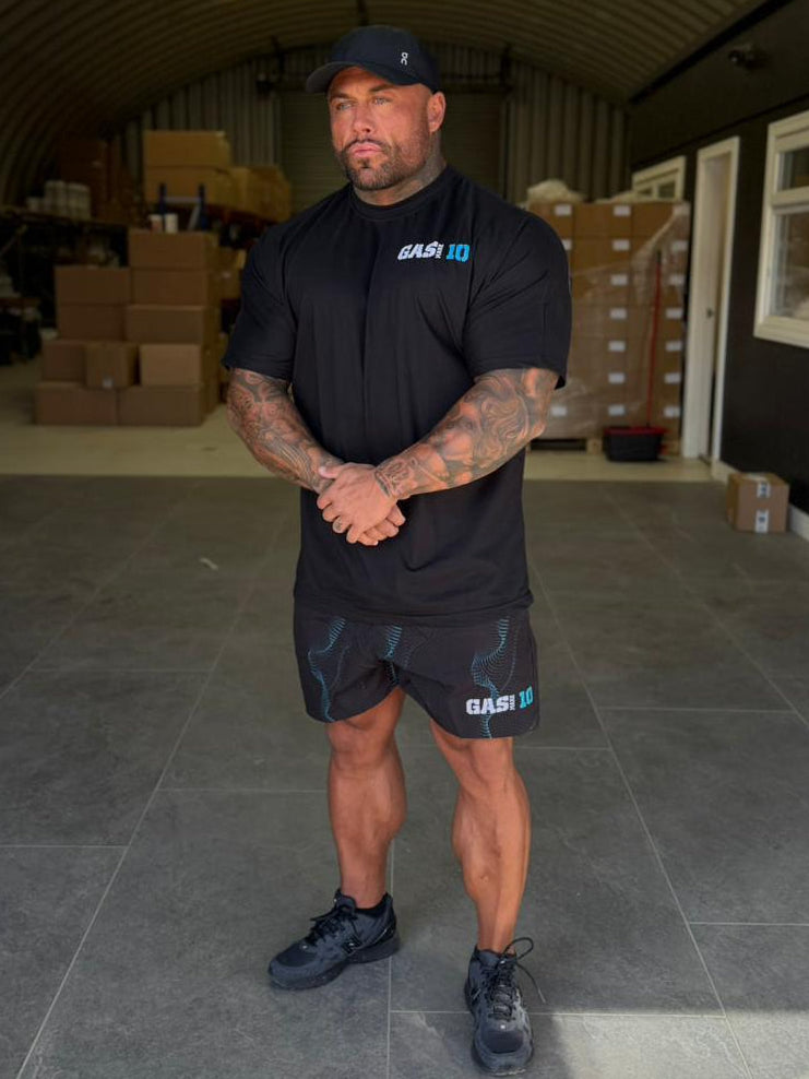 GASMARK10 Black and Blue Oversize T Shirt & Shorts