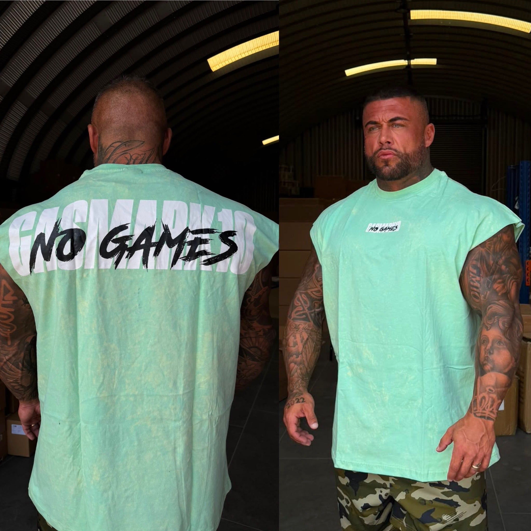 GASMARK10 NO GAMES TANK TOP- PISTACHIO GREEN