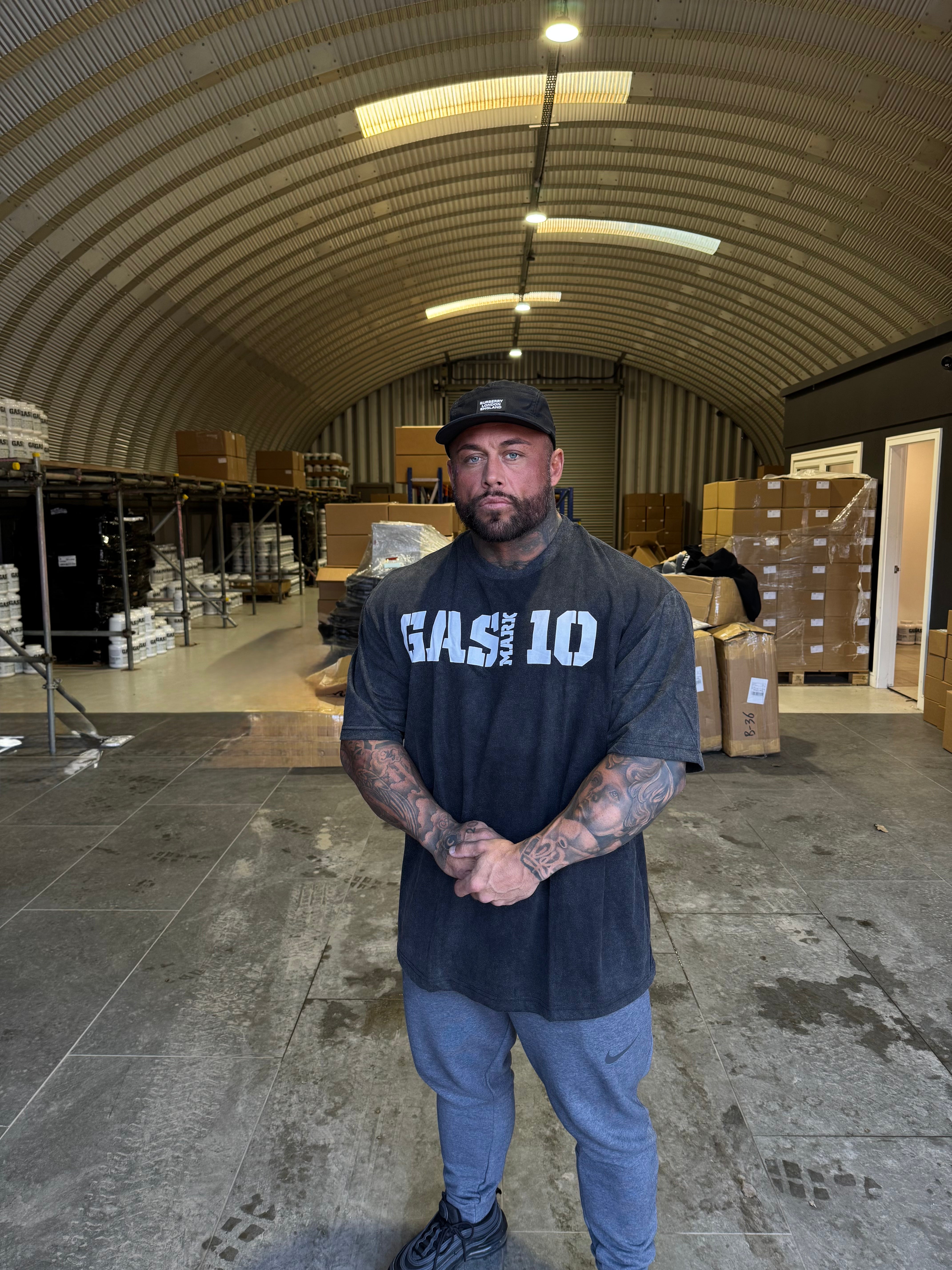 GASMARK10 Dark Grey Acid Wash Oversize T