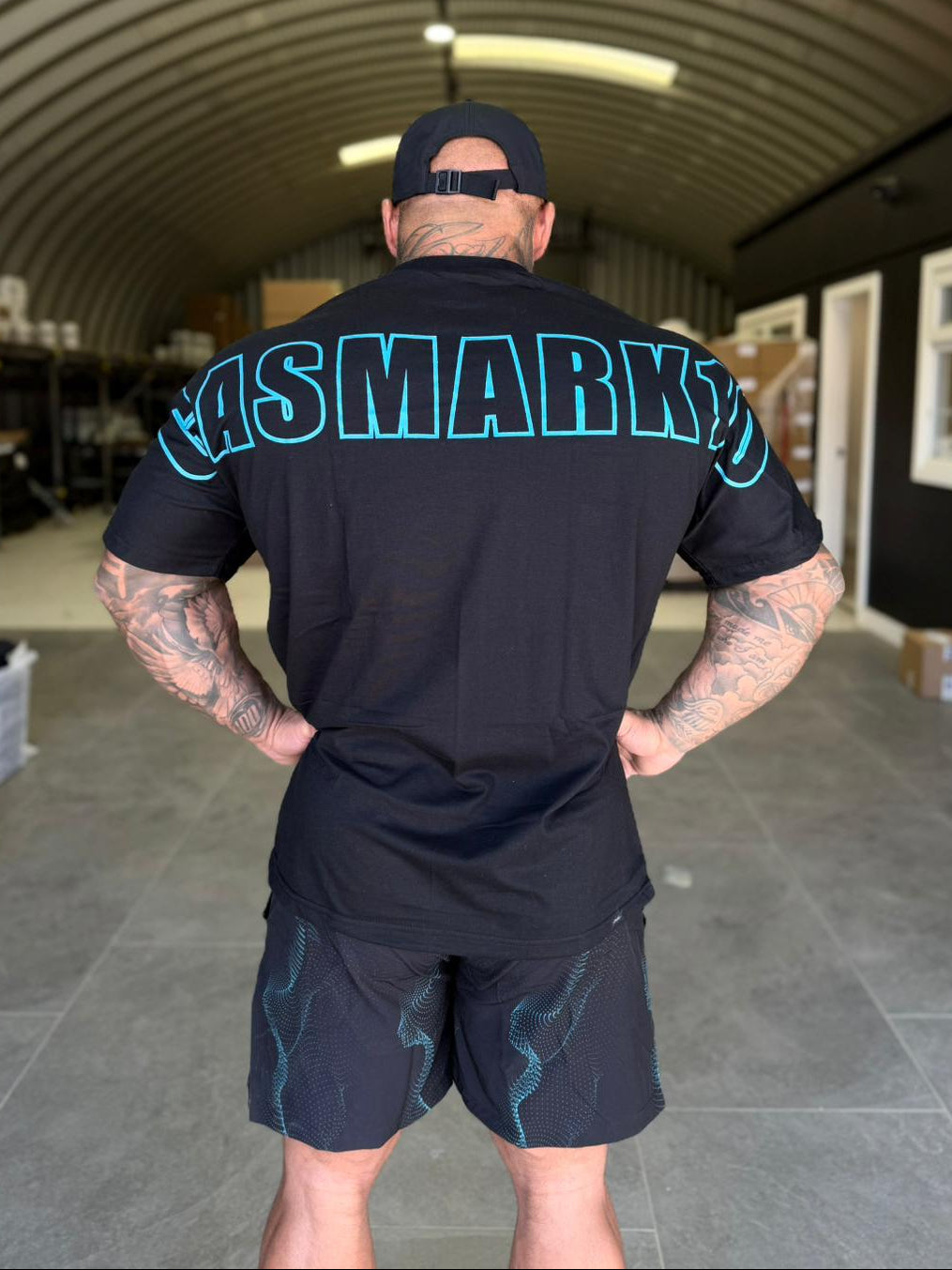 GASMARK10 Black and Blue Oversize T Shirt & Shorts